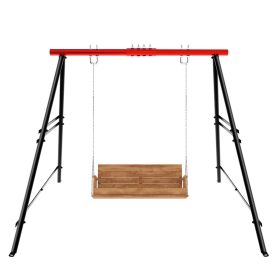 Swing Sets for Backyard, Outdoor Porch Swing Frame, Hammock Chair Stand Only, Max Load 550Lbs A-Frame Swing Stand, Swing Set for Patio, Playground (Color: Red)