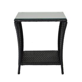 Outdoor Patio Square End Table for Porch Garden Backyard (Color: Black, type: Side Table)