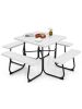 Outdoor Picnic Table with 4 Benches and Umbrella Hole