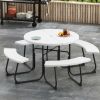 8-Person Outdoor Picnic Table and Bench Set with Umbrella Hole