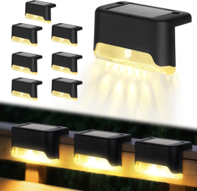 16/32PCS solar outdoor light, spring camping outdoor light, outdoor LED step light, solar charging, suitable for balconies, terraces, stairs, fences (Color: Warm light 8PCS)