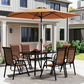 Outdoor dining table and chair package with umbrella ( Amazon Shipping)(Prohibited by WalMart) (Color: as picture)