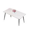 Dining Table Sintered Stone/Marble/Porcelain Table for Kitchen, Living Room, 63 inch Gloss White Table Only