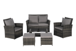 6 Piece Wicker Patio Furniture Sets with Ottoman & Tempered Glass Coffee Table