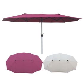 15Ftx9FtDouble-Sided Patio Umbrella Outdoor Market Table Garden Extra Large Waterproof Twin Umbrellas with Crank and Wind Vents for Garden Deck Backya (sku: W65627935)