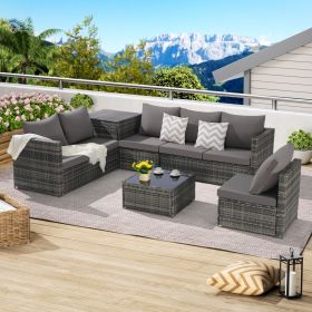 6 Pieces Patio Furniture Set,Outdoor Woven Sectional L- Shaped Patio Furniture (Color: as Pic)