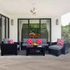 Outdoor Garden Patio Furniture 7-Piece PE Rattan Wicker Cushioned Sofa Sets and Coffee Table