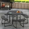 8-Person Outdoor Picnic Table and Bench Set with Umbrella Hole