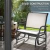 Outsunny Porch Glider Set of 2, Metal Frame Swing Glider Chairs with Breathable Mesh Fabric, Curved Armrests and Steel Frame for Garden, Poolside