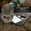Outsunny 5 Pieces Wicker Patio Dining Set, Foldable Outdoor Table and Chairs, Wicker Furniture Dining Set with Umbrella Hole, Tempered Glass Table