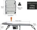 Foldable Patio Chaise Lounge Chair for Outdoor with Detachable Pocket and Pillow, Portable Adjustable Sun Lounger Recliner for Beach, Camping and Pool