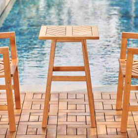Olina Honey Fish Bone Eucalyptus Wooden Outdoor Side Table (Color: as Pic)