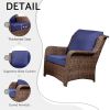 Patio Furniture Set Rattan Outdoor Sectional Conversation Sets 3-Seat Outdoor Couch,2 Single Chair and 2 Ottoman for Lawn, Balcony, Garden