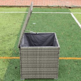 4 Piece Patio Sectional Wicker Rattan Outdoor Furniture Sofa Set With Storage Box Grey (Color: as Pic)