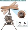 3 Person Patio Swing Chair with Storage Pocket Bag Weather Resistant Canopy Heavy Duty Steel Frame Hanging Glider Seating for Outdoor,Balcony,Garden