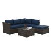 Patio Furniture, Outdoor Furniture, Seasonal PE Wicker Furniture, 4 Set Wicker Furniture With Tempered Glass Coffee Table,