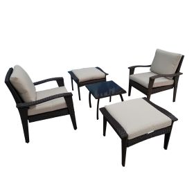 Outdoor Patio Lounge Chairs Rattan Wicker Patio Chaise Lounges Chair Patio Lounger Furniture with 5-Level Adjustable Backrest & Removable Cushioned Se (Color: as Pic)