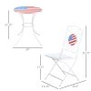 3 Piece Patio Bistro Set, Folding Outdoor Furniture with USA Mosaic Table and Chairs, Portable Metal Frames for 4th of July, Balcony, Backyard