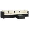 Garden Lounge Set Black with cream cushions