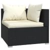 Garden Lounge Set Black with cream cushions