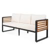 GO Large Size 4-pieces Outdoor Furniture sofa for 5 Person Conversation Set, Garden Sofa Set With Removable Cushion, Metal And Wood Frame Sofa set