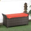 Outsunny 27 Gallon Patio Wicker Storage Bench, Outdoor PE Rattan Patio Furniture