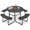 8-Person Outdoor Picnic Table and Bench Set with Umbrella Hole