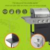 Propane Grill 3 Burner Barbecue Grill Stainless Steel Gas Grill with Side Burner, 37,000 BTU Outdoor Cooking, Patio, Garden Barbecue Grill