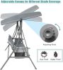 3 Person Patio Swing Chair with Storage Pocket Bag Weather Resistant Canopy Heavy Duty Steel Frame Hanging Glider Seating for Outdoor,Balcony,Garden