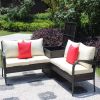 3 Piece Patio Sectional Wicker Rattan Outdoor Furniture Sofa Set With Storage Box Brown