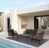 4 Pieces Patio Furniture Set, PE Rattan Wicker 4 Pcs Outdoor Sofa Set w/Washable Cushion and Tempered Glass Tabletop