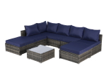 8 Pieces Outdoor Patio Sectional Sofa Couch,Wicker Furniture Conversation Sets with Washable Cushions & Glass Coffee Table for Garden, Poolside