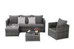 3 Pieces Patio Furniture Set,Outdoor Woven Sectional L- Shaped Patio Furniture ,Wicker Conversation Set with single sofa