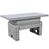 Outdoor Furniture Set Patio Rattan Furniture Set with an Adjustable Table, Recliners with Extendable Side Tables, and Two Ottomans For Patio, Lawn