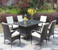 Outdoor patio Furniture Rectangular Dining Table with clear tempered glass