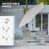Outsunny 8 Piece Patio Dining Set with Table Umbrella, 6 Folding Chairs and Rectangle Dining Table, Outdoor Patio Furniture Set, Gray