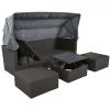 U_Style Outdoor Patio Rectangle Daybed with Retractable Canopy, Wicker Furniture Sectional Seating with Washable Cushions, Backyard