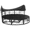 Patio Lounge Bed with Canopy and Cushions Black Poly Rattan