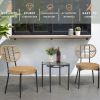 3 Pieces Of Luxury Outdoor Wicker Furniture - Patio Bistro Style Table And Chair Combination,Weather-resistant PE Wicker Weave, Stainless Steel Fame