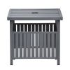 Patio Steel Bistro Dining Table with Umbrella Hole;  Outdoor Leisure Coffee Table;  Square Umbrella Table for Porch; Backyard; Garden;  Black