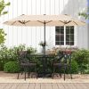 13 Feet Double-Sided Patio Twin Table Umbrella with Crank Handle