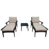 Outdoor Patio Lounge Chairs Rattan Wicker Patio Chaise Lounges Chair Patio Lounger Furniture with 5-Level Adjustable Backrest & Removable Cushioned Se