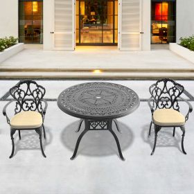 (Cushions In Random Colors)3-Piece Set Of Cast Aluminum Patio Furniture With Cushions (Color: as Pic)
