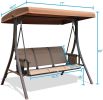 3 Person Patio Swing Chair with Storage Pocket Bag Weather Resistant Canopy Heavy Duty Steel Frame Hanging Glider Seating for Outdoor,Balcony,Garden