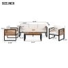 GO Large Size 4-pieces Outdoor Furniture sofa for 5 Person Conversation Set, Garden Sofa Set With Removable Cushion, Metal And Wood Frame Sofa set