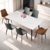 Dining Table Sintered Stone/Marble/Porcelain Table for Kitchen, Living Room, 63 inch Gloss White Table Only