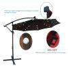 10 ft Outdoor Patio Umbrella Solar Powered LED Lighted Sun Shade Market Waterproof 8 Ribs Umbrella with Crank and Cross Base for Garden Deck Backyard