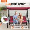 VEVOR 3-Seat Patio Swing Chair, Converting Canopy Swing, Outdoor Patio Porch with Adjustable Canopy, Removable Thick Cushion and Alloy Steel Fram