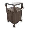 HDPE Barbecue/Grill Side Table Trolley;  Outdoor Prep Dining Table Serving Cart with 304 Stainless Steel Top;  Outdoor Kitchen Storage Island for