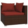 Garden Lounge Set Brown PE rattan, powder-coated steel, plastic